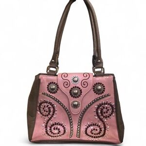 2000s Western Cowgirl Mcbling Bimbo Goth Fairy Pink Stud Hand Shoulder Bag Purse